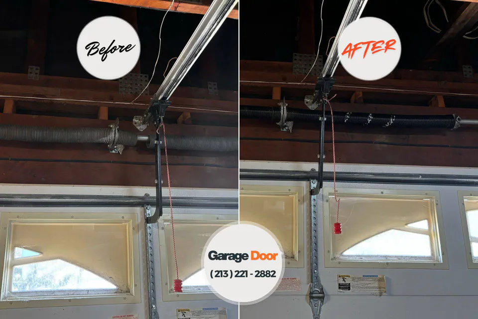 Before and after: garage door repair Okauchee Lake, WI